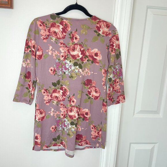MATERNITY LaClef Women's Peplum Top in Mauve Floral - size small - Picture 5 of 13